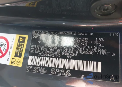 2011 Lexus Rx 350 z USA, uszkodzony, nr VIN 2T2ZK1BA7BC048158